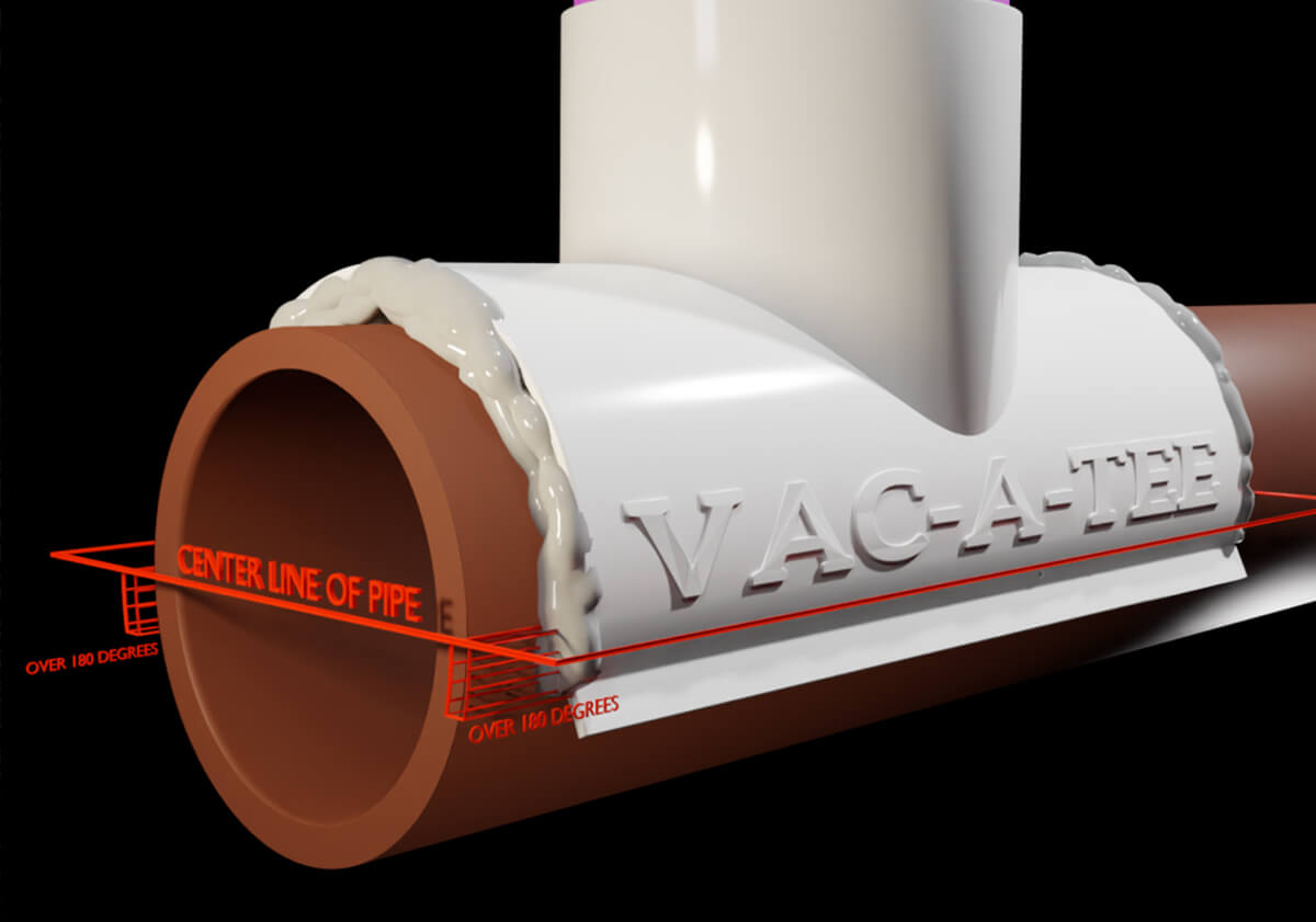 VAC-A-TEE pipe fitting cross-section diagram