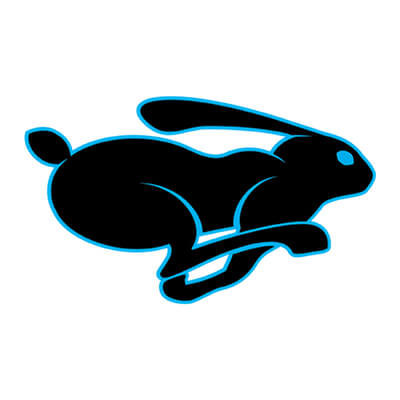 Rapid Drain Lining mascot – running rabbit logo